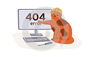 404, web error, page not found mistake, website access failure. Wrong failed webpage design with cute funny cat. Loading