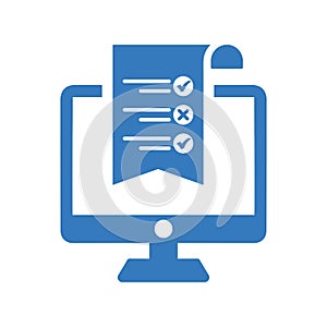 Web, exam, survey icon. Blue color design