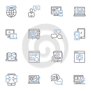 Web exchange line icons collection. Trading, Platform, Market, E-commerce, Listings, Transactions, Bidding vector and