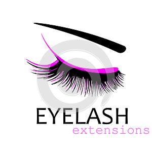 Web eyelashes logo print. closed eye vector.