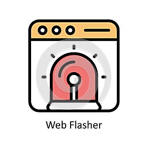 Web Flasher vector Filled outline icon style illustration. EPS 10 File