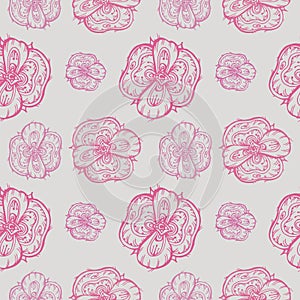 Floral seamless pattern on pink background.