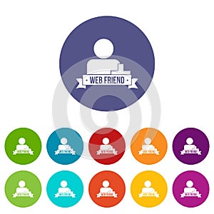 Web friends icons set vector color