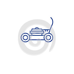 Garden lawnmover line icon concept. Garden lawnmover flat  vector symbol, sign, outline illustration. photo