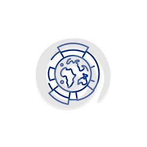 Global diagrams  line icon concept. Global diagrams  flat  vector symbol, sign, outline illustration.