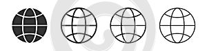 Web globe icons collection in two different styles and different stroke. Vector illustration EPS10