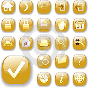 Web Gold Shiny Button Icons