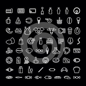 Grocery store icon set for the supermarket. Vector