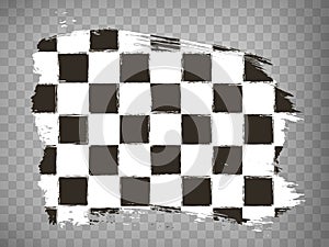 Grunge waing car race flag, brush stroke background. Checkered pattern of start and finish of auto rally