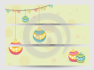 Web header or banner set for Christmas and New Year 2015 celebration.