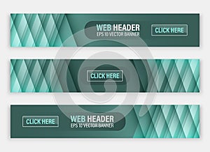 Web header, set of horizontal abstract banners.