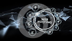 Web Hosting. The activity of providing storage space and access for websites. Business, modern technology, internet and networking