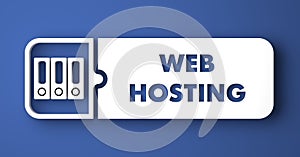 Web Hosting on Blue in Flat Design Style.