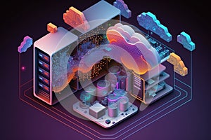 Web hosting cloud technology cloud data center network and data server room