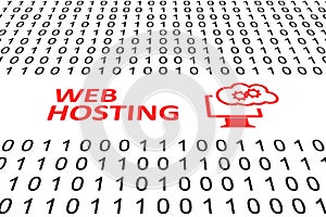 WEB HOSTING concept binary code 3d
