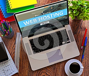 Web Hosting Concept on Modern Laptop Screen photo