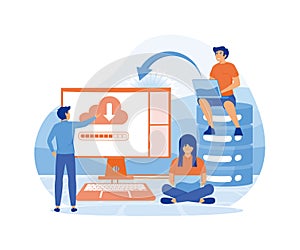 Web hosting concept. Online database, server, web data center, cloud computing, technology, computer, security.