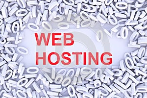 WEB HOSTING concept scattered binary code 3D
