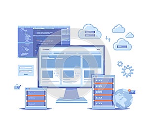 Web Hosting, Data Security, ÃÂ¡loud computing storage, Information processing, Database, Network connection. Hosting servers