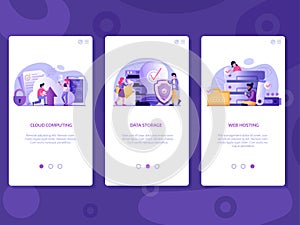 Web Hosting and File Storage App Screens