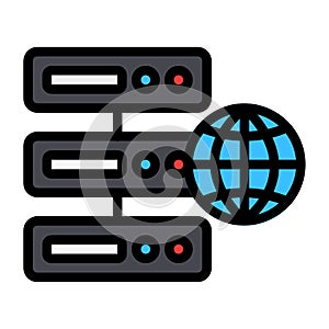 Web hosting in filled line style for any projects