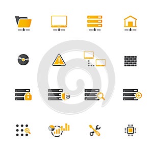 Web Hosting Icon Set. 16 icon set.