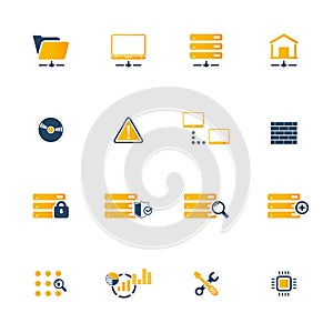 Web Hosting Icon Set. 16 icon set.