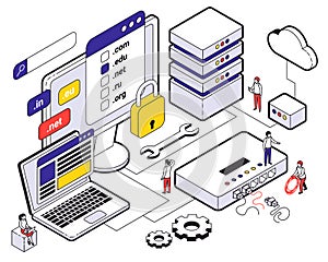 Web Hosting Isometric Concept