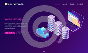 Web hosting, isometric concept web banner