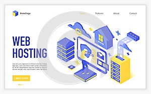 Web hosting landing page vector template