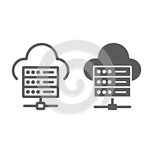 Web hosting line and glyph icon, data