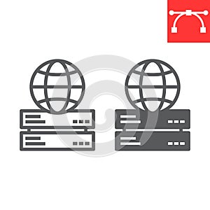 Web hosting line and glyph icon