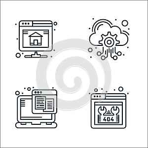 web hosting line icons. linear set. quality vector line set such as error page, web hosting, cloud computing