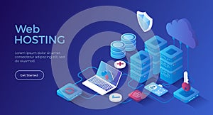 Web hosting, ?loud computing storage, Database, Network connection. Hosting servers, computer, cloud.