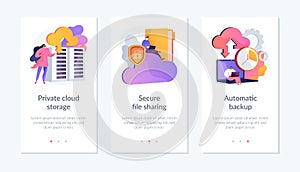 Web hosting platform app interface template.