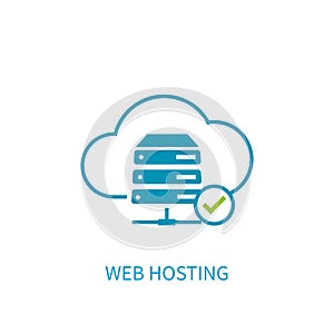 Web hosting server icon with internet cloud storage computing ne