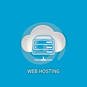 Web hosting server icon with internet cloud storage computing