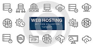 Web Hosting and Server Line Icons Collection