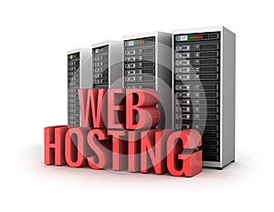 Web Hosting servers concept over white