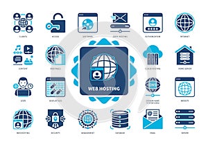 Web Hosting solid icon set