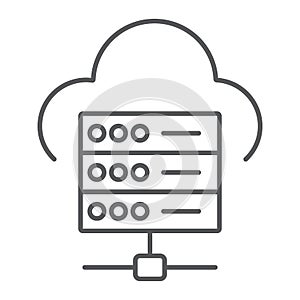 Web hosting thin line icon, data and analytics