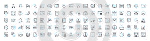 Web Hosting vector line icons set. Hosting, Web, Website, Cloud, Domains, Servers, Data illustration outline concept