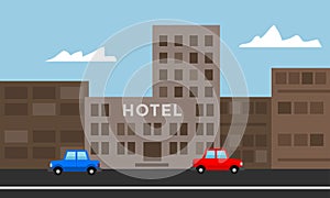 Hotel building, city landscape