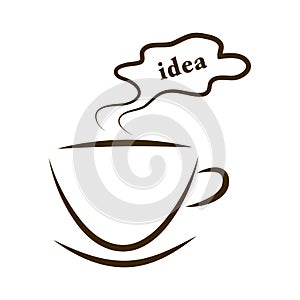 Web icon cups of coffee with steam cloud idea