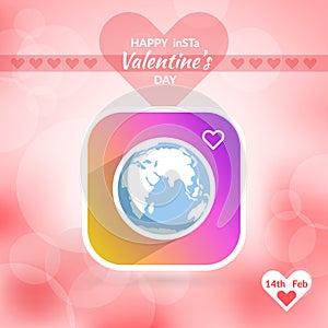 Web icon of earth global social networking with heart