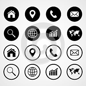 Web icon set. Contact us icons, set of website icons, vector. Communication symbol