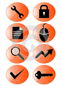 Web icon set orange