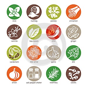 Web icon set - spices, condiments and herbs