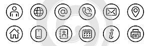 Web icon set. Web buttons. Website contact icons vector.