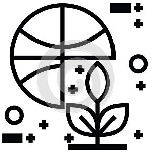 Web icon template with editable leaf icon depiction of line style.